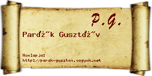 Parák Gusztáv névjegykártya