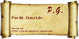 Parák Gusztáv névjegykártya